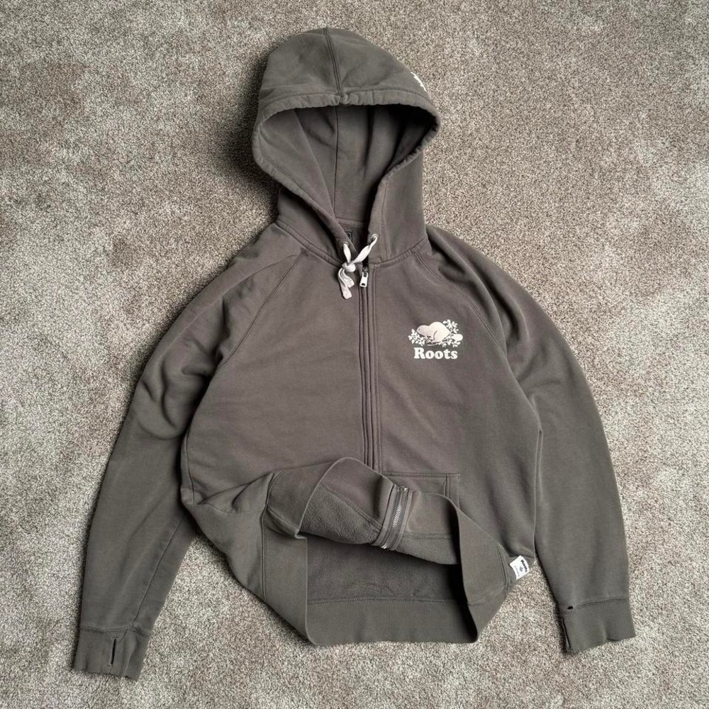ROOTS CLASSIC LOGO "SAGE" ZIP UP HOODIE